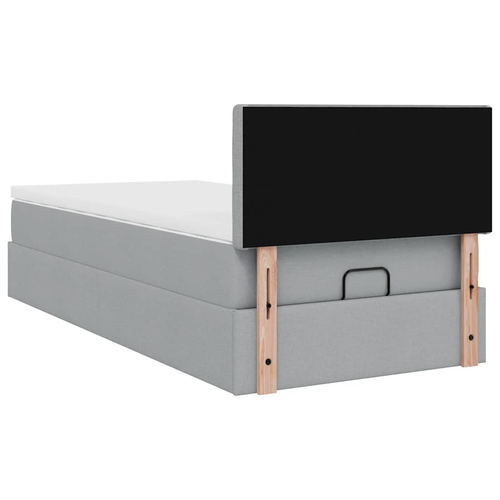 Pouf Letto con Materasso Grigio Chiaro 90x200 cm in Tessuto | homemem39
