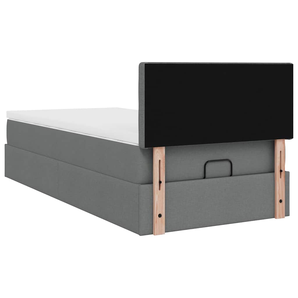 Pouf Letto con Materasso Grigio Scuro 90x200 cm in Tessuto | homemem39