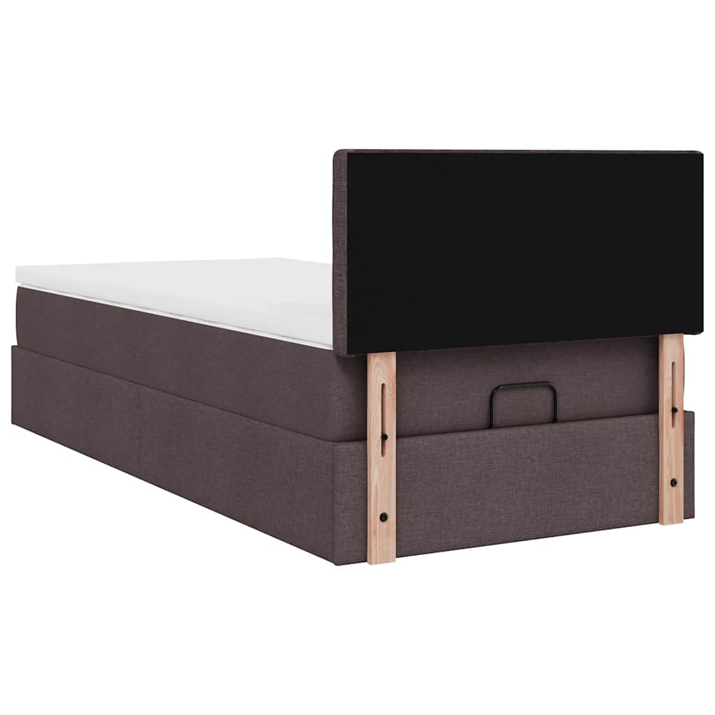 Pouf Letto con Materasso Marrone Scuro 90x200 cm in Tessuto | homemem39