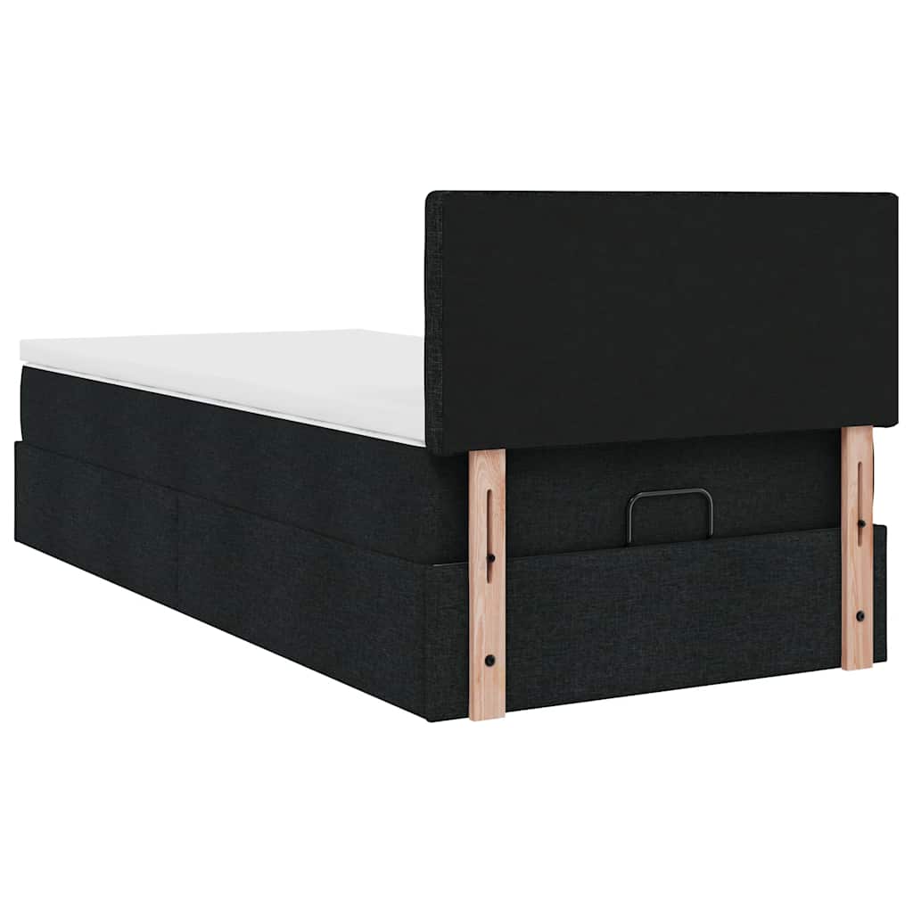 Pouf Letto con Materasso Nero 100x200 cm in Tessuto | homemem39