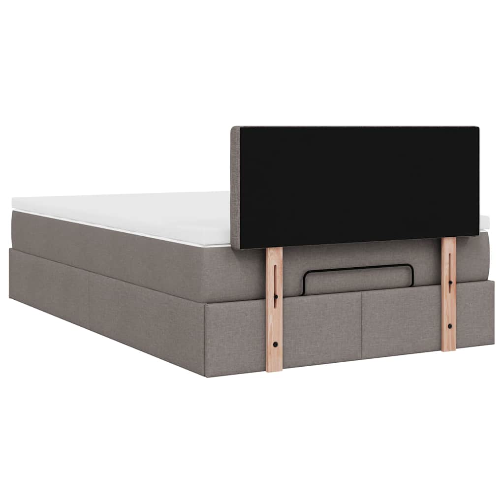 Struttura Letto Pouf con Materasso Tortora 120x190 cm Tessuto | homemem39