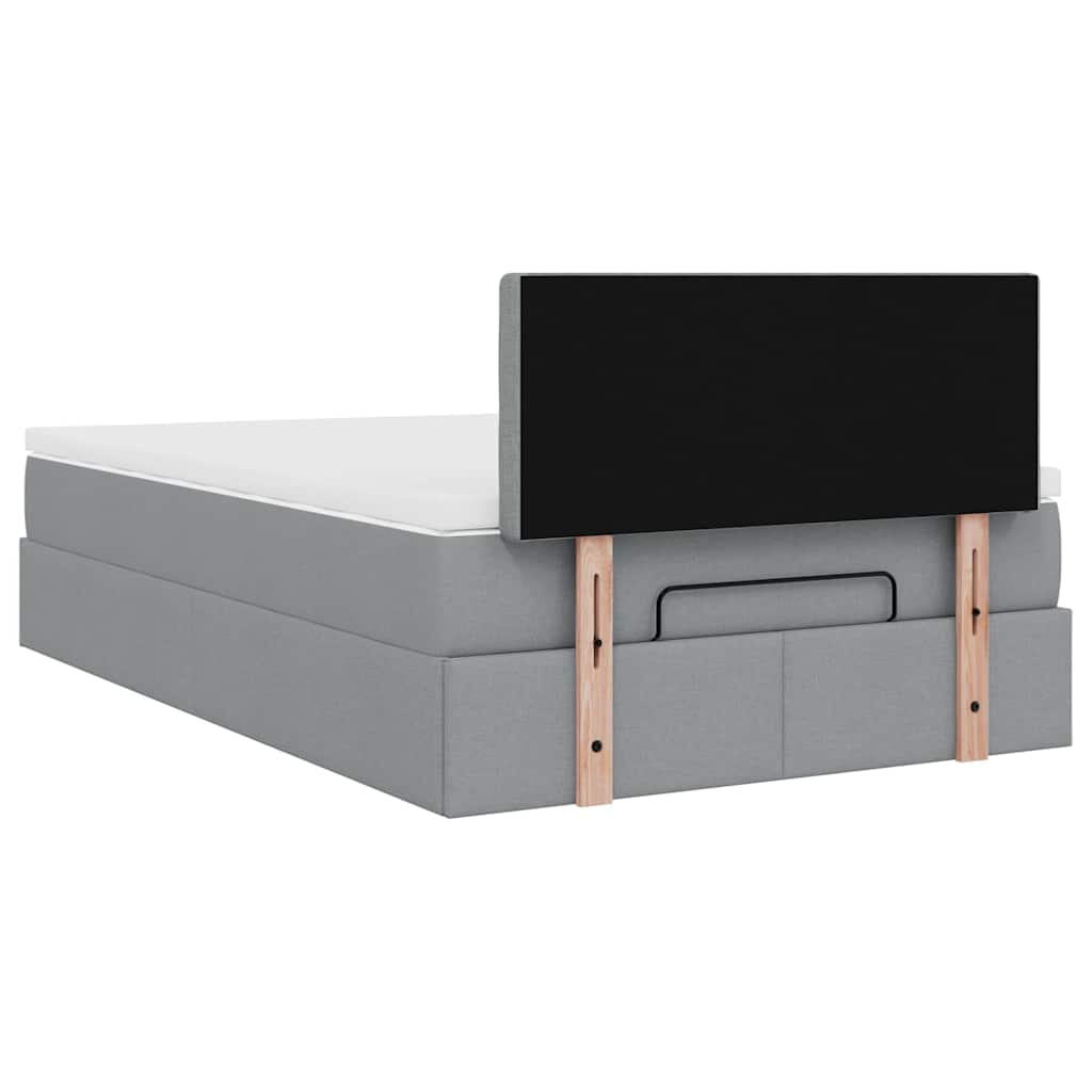 Pouf Letto con Materasso Grigio Chiaro 120x200 cm in Tessuto | homemem39