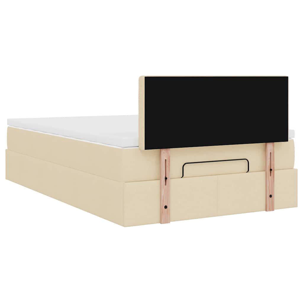 Struttura Letto Pouf con Materasso Crema 120x200 cm in Tessuto | homemem39