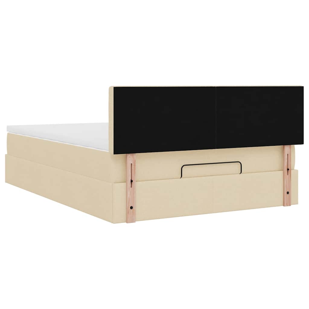Pouf Letto con Materasso Crema 140x200 cm in Tessuto | homemem39
