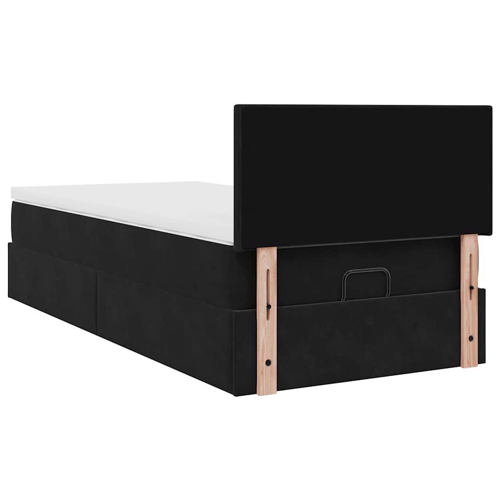 Struttura Letto Pouf con Materasso Nero 80x200 cm in Velluto | homemem39