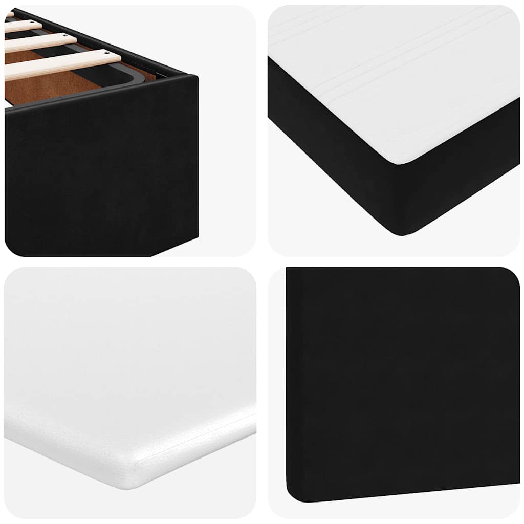 Pouf Letto con Materasso Nero 120x190 cm Velluto