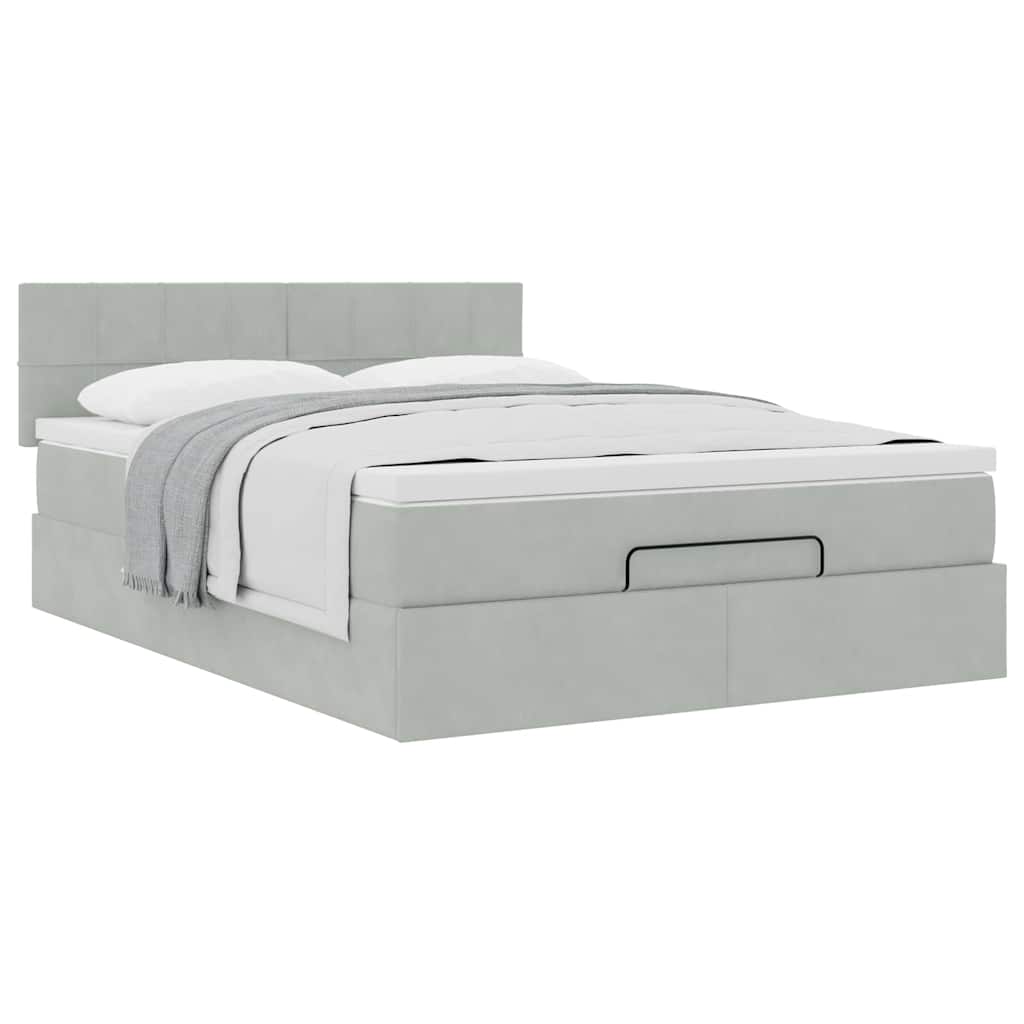 Struttura Letto Pouf con Materasso 140x200 cm in Velluto