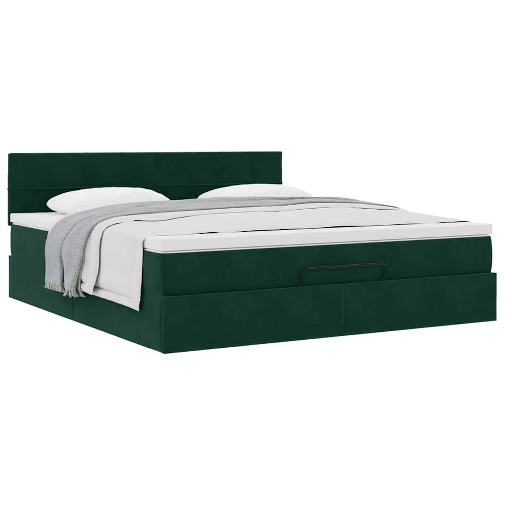 Struttura Letto Pouf con Materasso 160x200 cm in Velluto