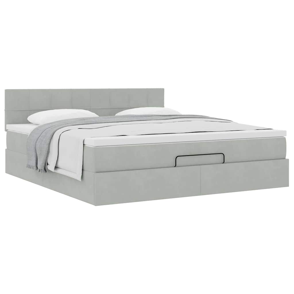 Struttura Letto Pouf con Materasso 180x200 cm in Velluto