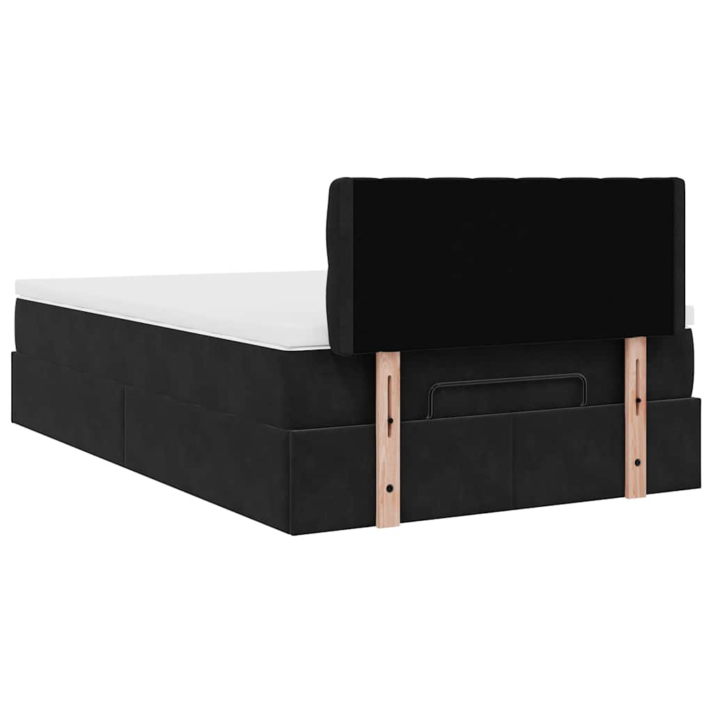 Struttura Letto Pouf con Materasso Nero 120x200 cm Velluto | homemem39