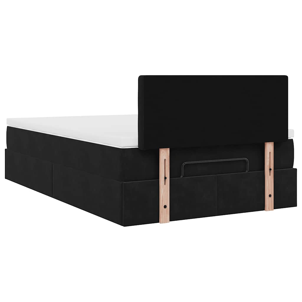 Struttura Letto Pouf con Materasso Nero 120x200 cm Velluto | homemem39
