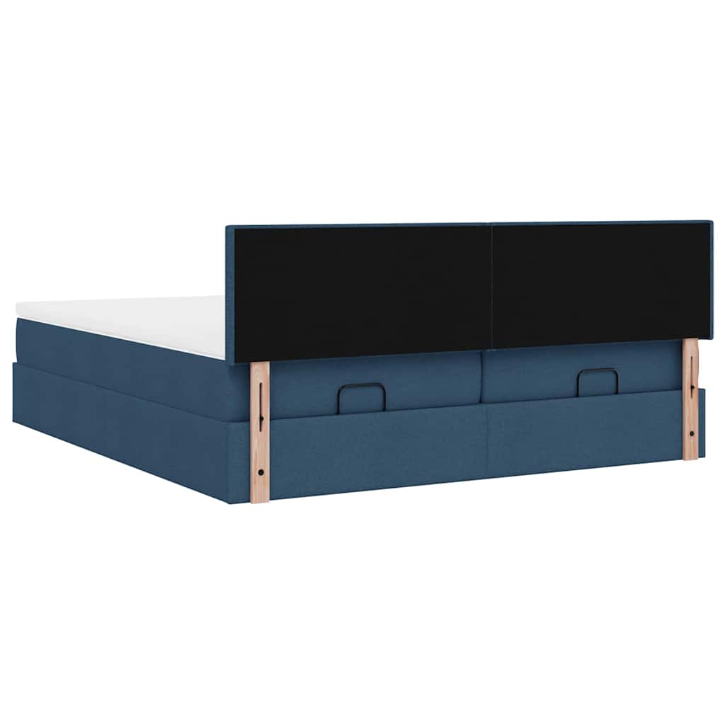 Struttura Letto Pouf con Materassi Blu 160x200 cm in Tessuto | homemem39
