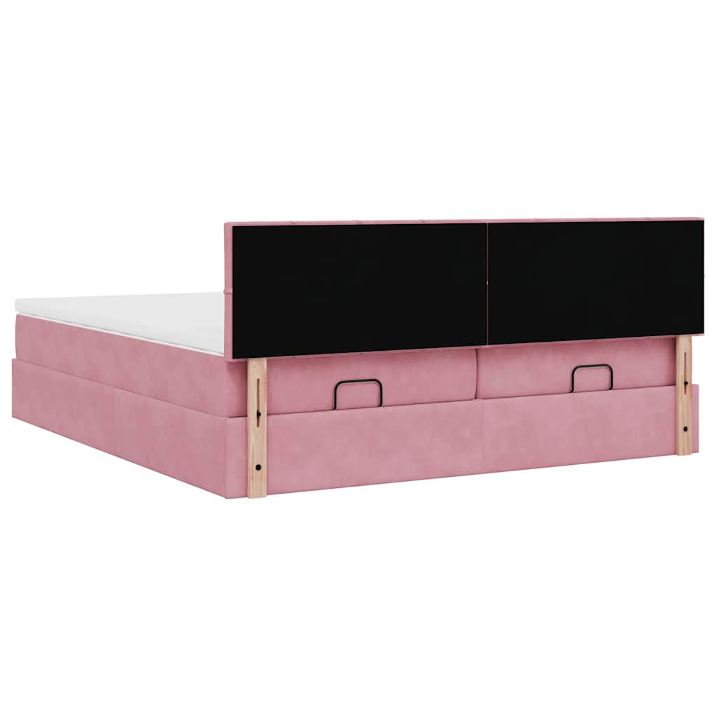 Struttura Letto Pouf con Materassi Rosa 180x200 cm Velluto | homemem39
