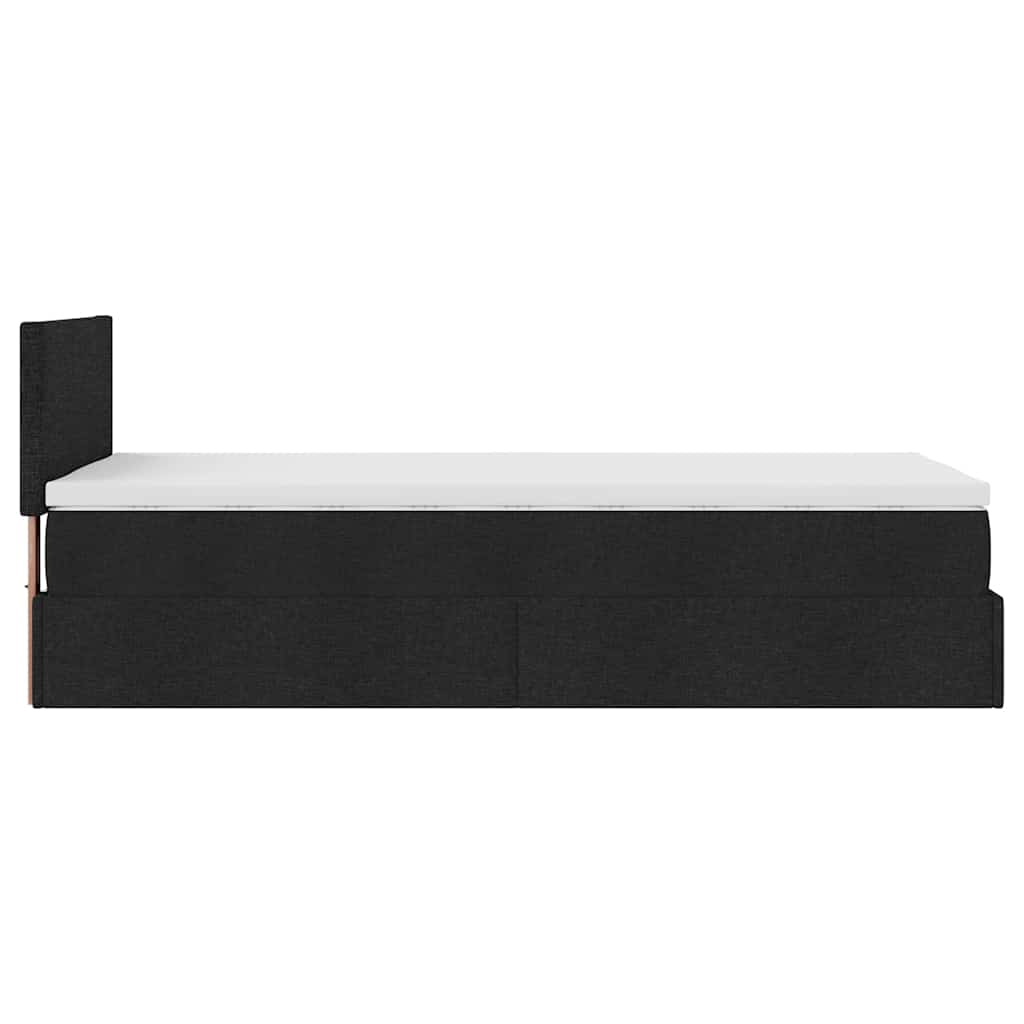 Pouf Letto con Materasso Nero 90x200 cm in Tessuto | homemem39