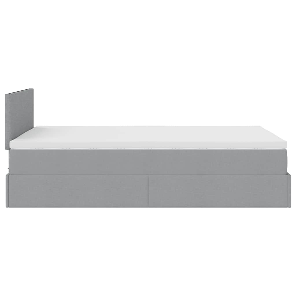 Pouf Letto con Materasso Grigio Chiaro 120x200 cm in Tessuto | homemem39