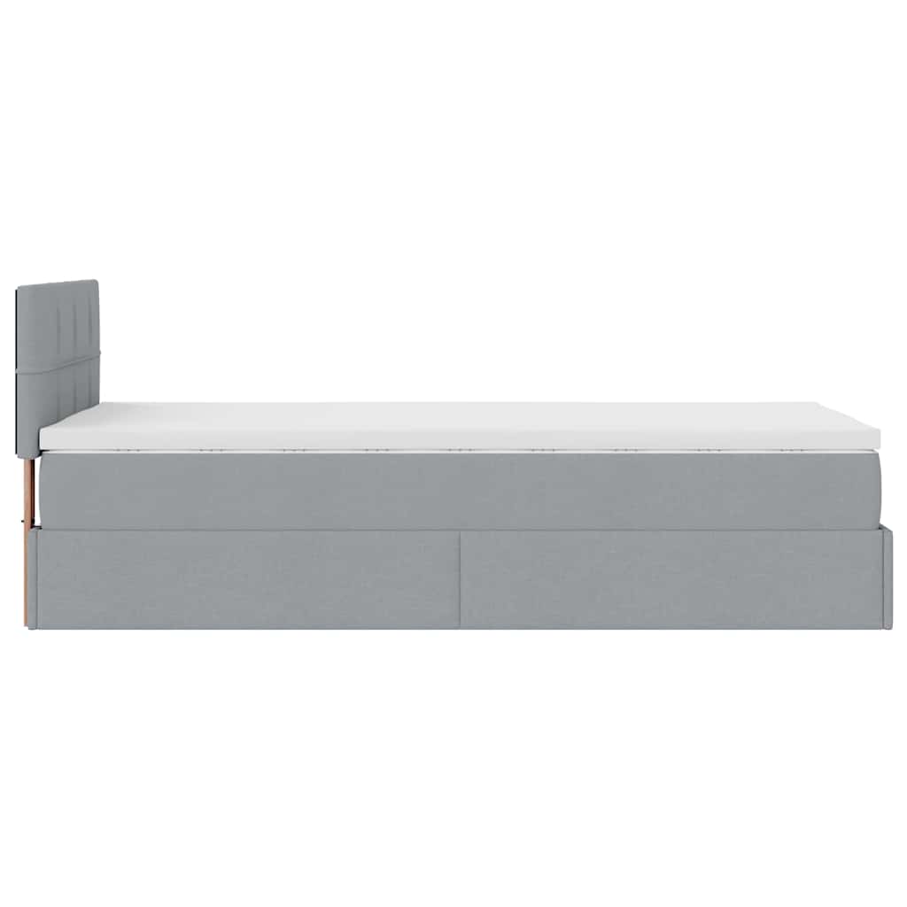 Pouf Letto con Materasso Grigio Chiaro 100x200 cm in Tessuto | homemem39