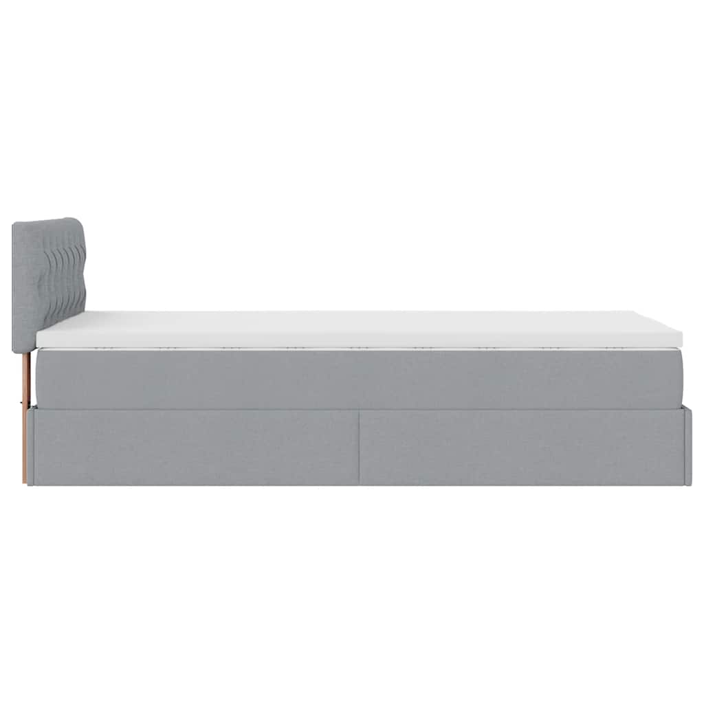 Pouf Letto con Materasso Grigio Chiaro 100x200 cm in Tessuto - homemem39