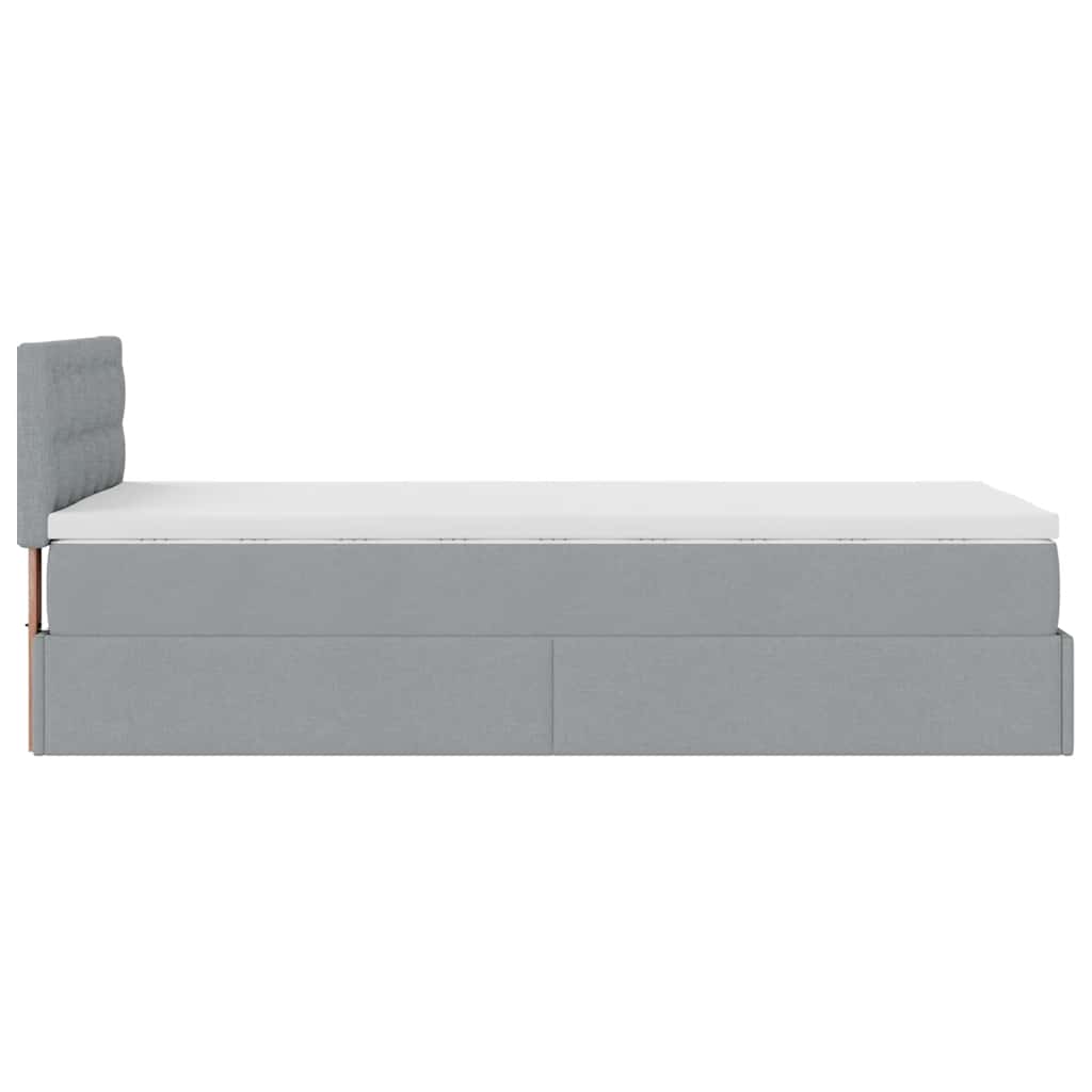 Pouf Letto con Materasso Grigio Chiaro 100x200 cm in Tessuto | homemem39