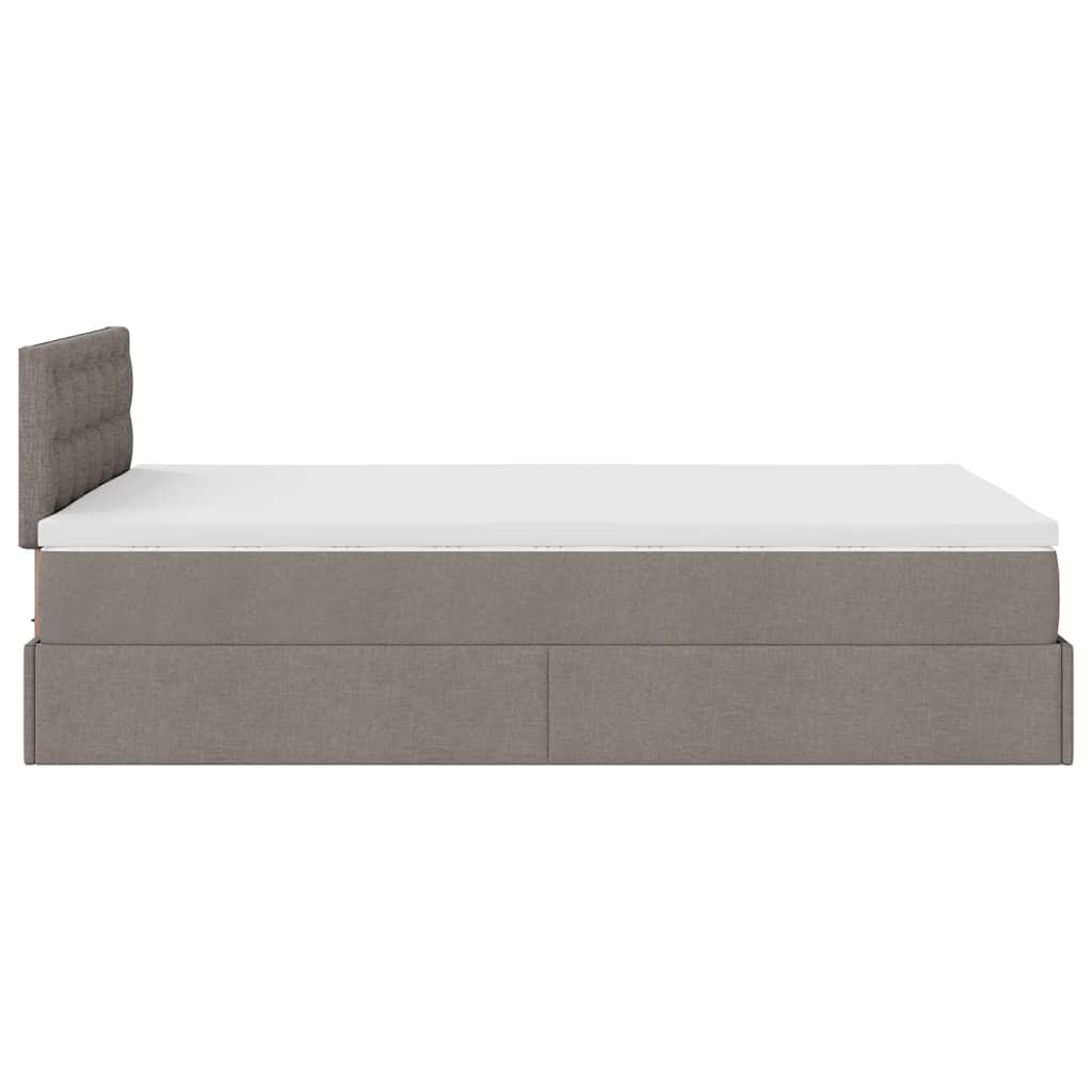 Pouf Letto con Materasso e LED Tortora 120x190cm in Tessuto | homemem39