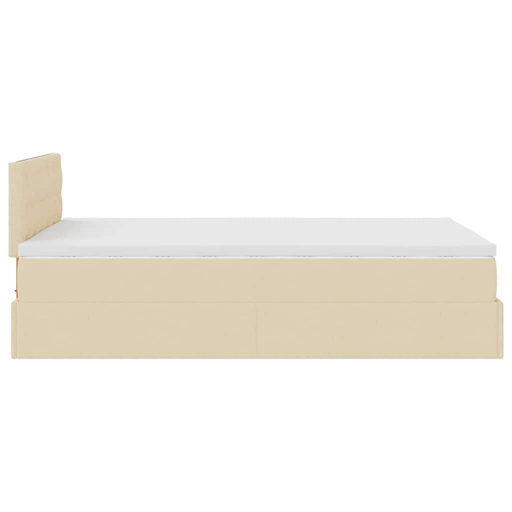 Struttura Letto Pouf con Materasso Crema 120x200 cm in Tessuto | homemem39