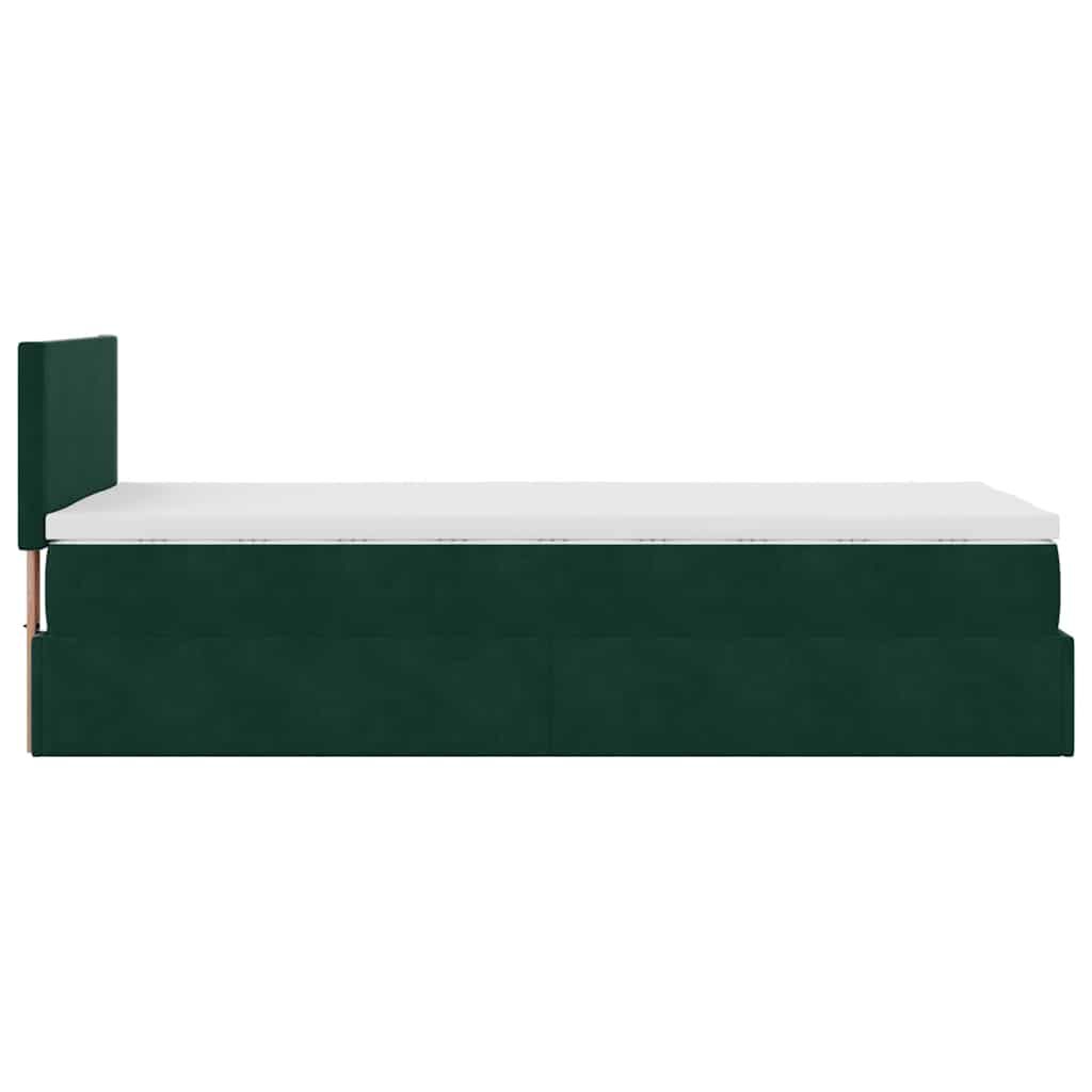 Pouf Letto con Materasso e LED Verde Scuro 80x200cm in Velluto | homemem39