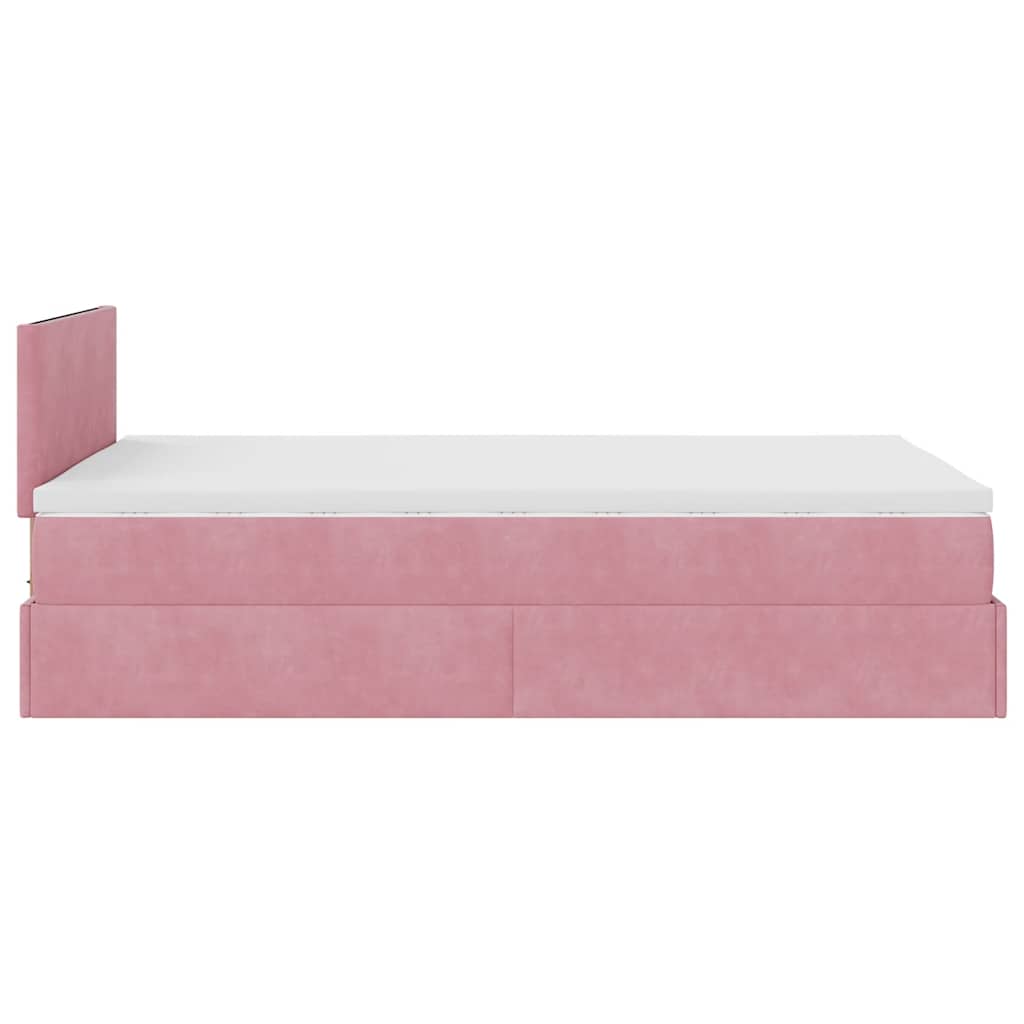 Pouf Letto con Materasso e LED Rosa 120x190cm in Velluto | homemem39