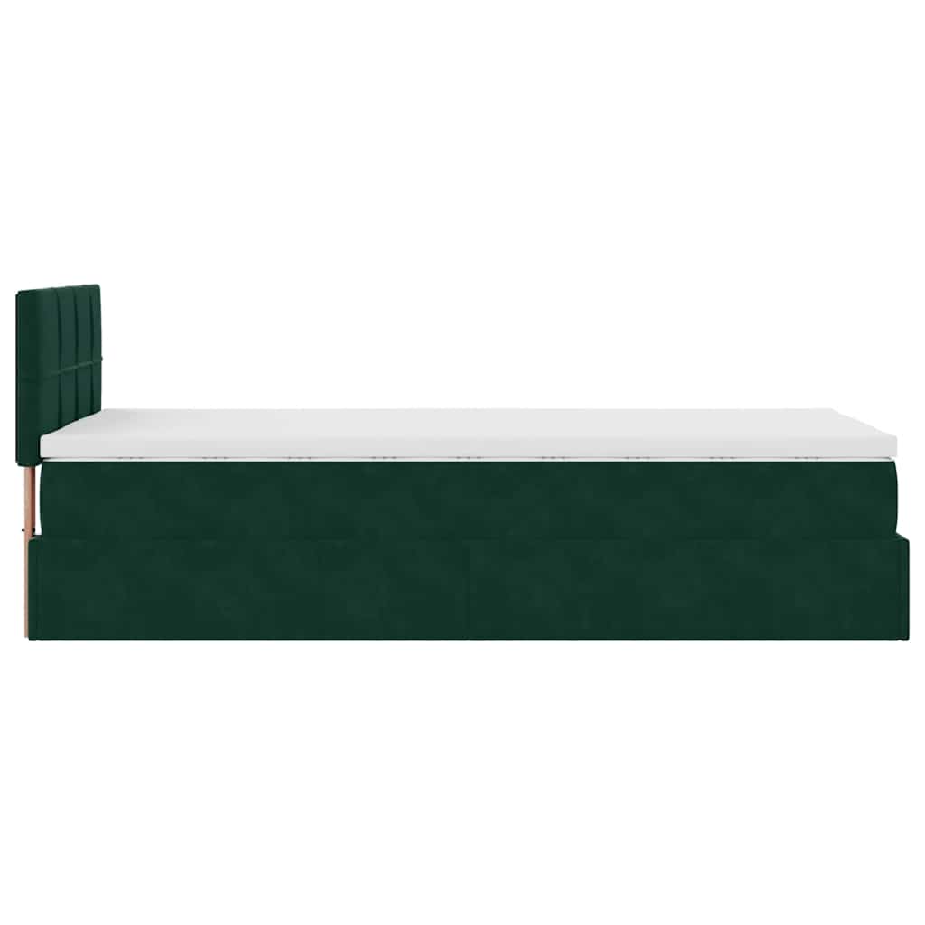Pouf Letto con Materasso e LED Verde Scuro 90x200cm in Velluto | homemem39