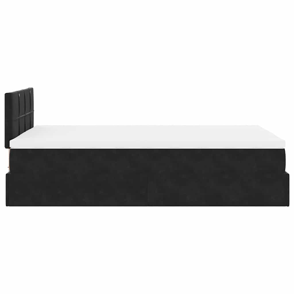 Pouf Letto con Materasso e LED Nero 120x190cm in Velluto | homemem39