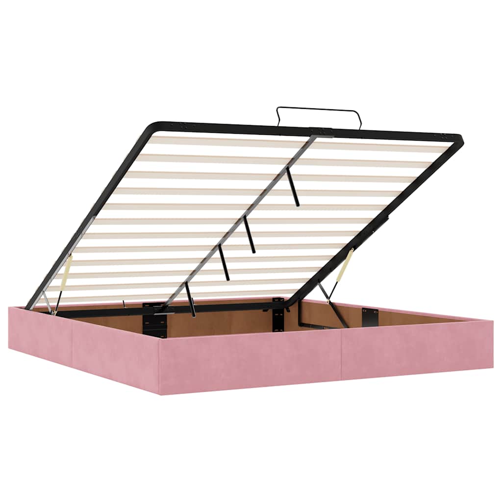 Pouf Letto con Materasso e LED Rosa 180x200cm in Velluto | homemem39