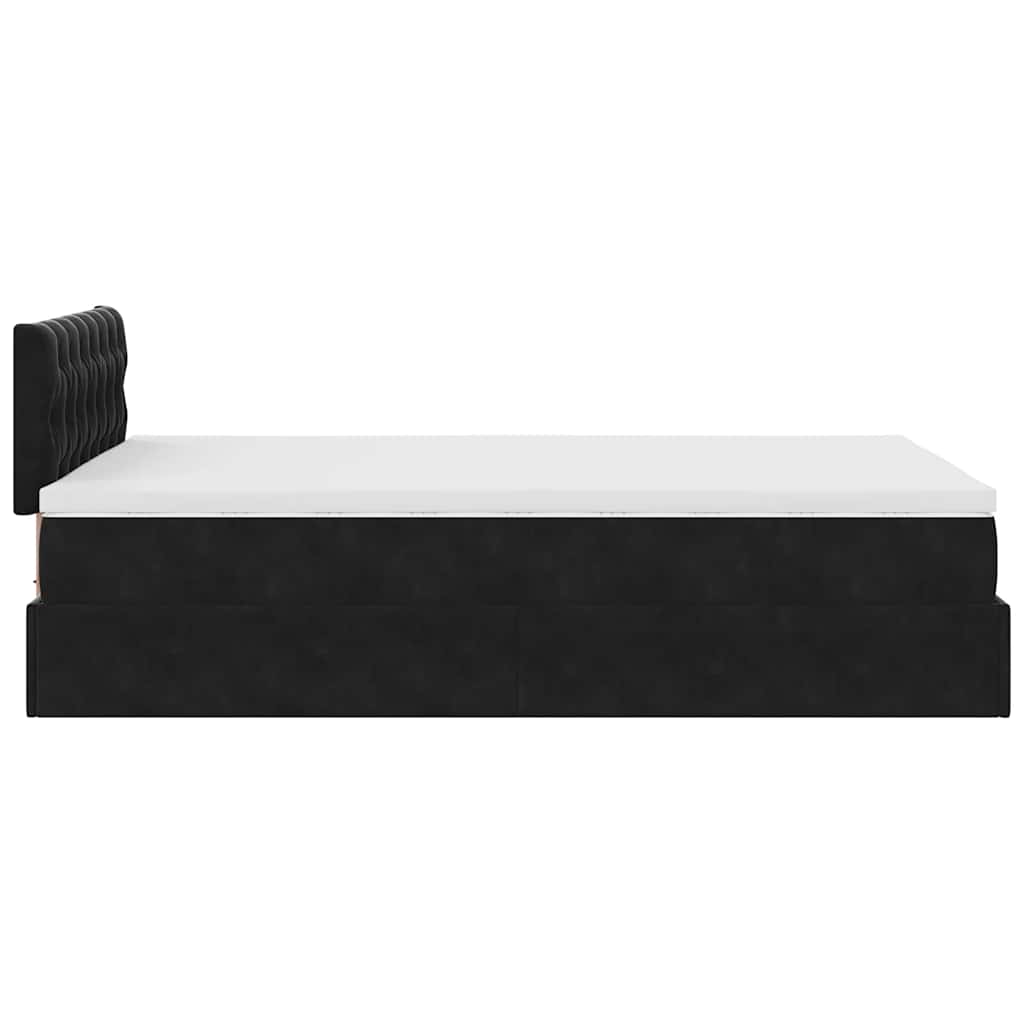 Pouf Letto con Materasso e LED Nero 120x190cm in Velluto | homemem39