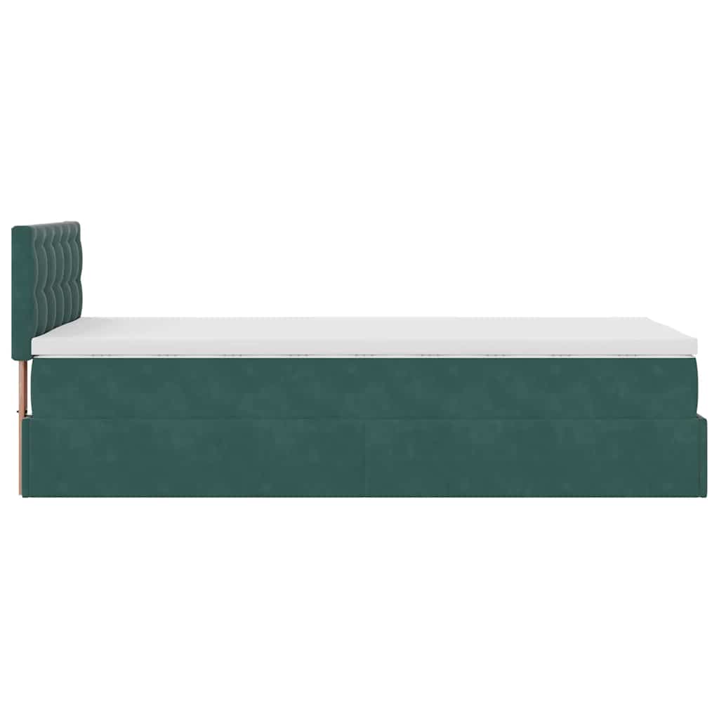 Pouf Letto con Materasso e LED Verde Scuro 90x200cm in Velluto | homemem39