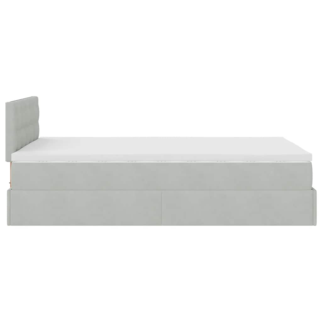 Pouf Letto con Materasso e LED Grigio Chiaro 120x190cm Velluto | homemem39