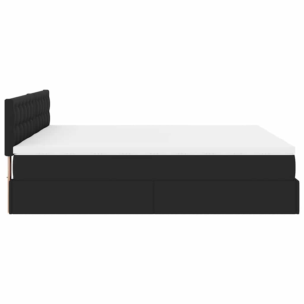 Struttura Letto Pouf con Materassi Nero 200x200 cm Similpelle | homemem39