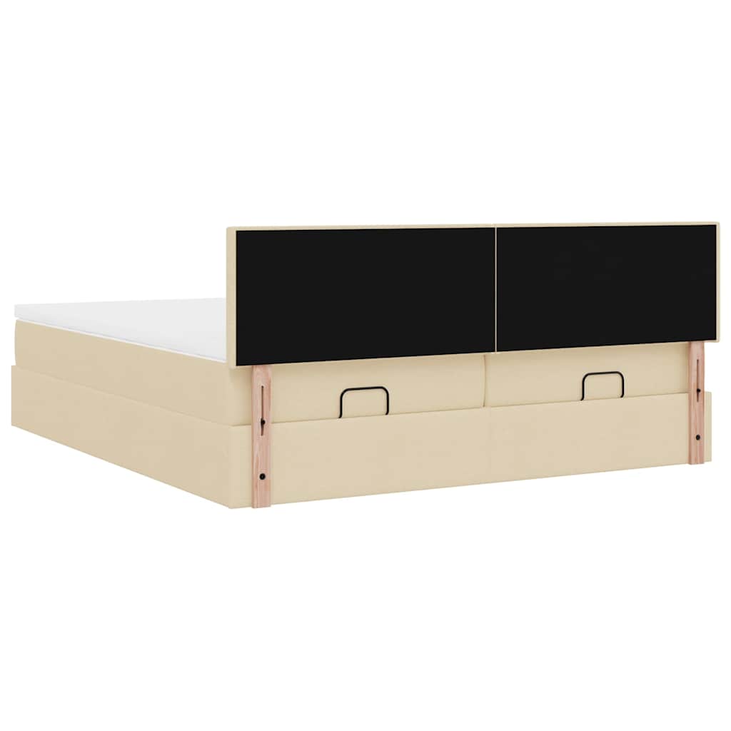 Struttura Letto Pouf con Materassi Crema 200x200 cm in Tessuto | homemem39