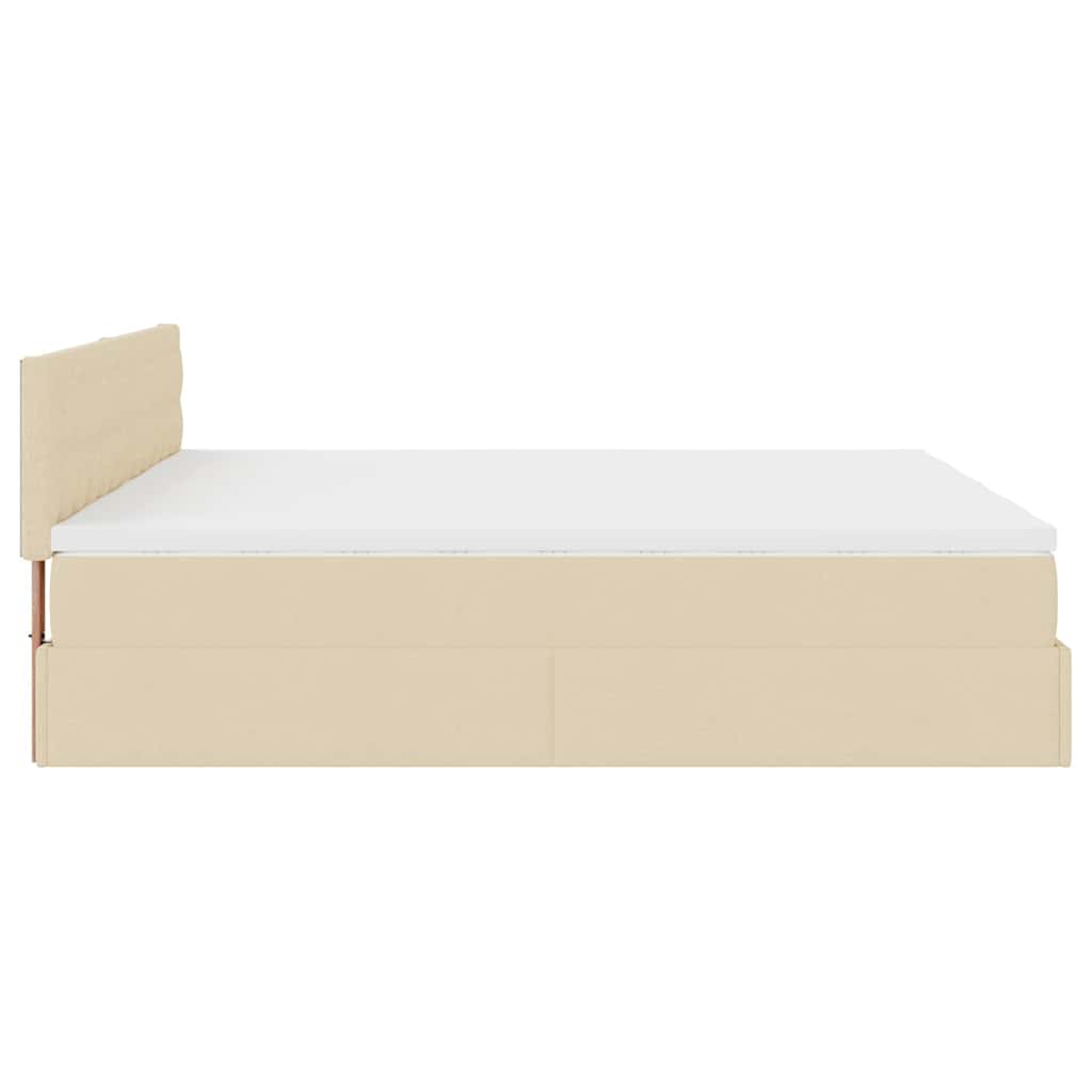 Struttura Letto Pouf con Materassi Crema 200x200 cm in Tessuto | homemem39