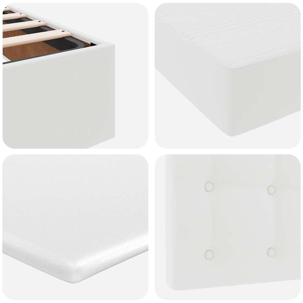 Letto Pouf con Materasso Bianco 90x190 cm Similpelle | homemem39