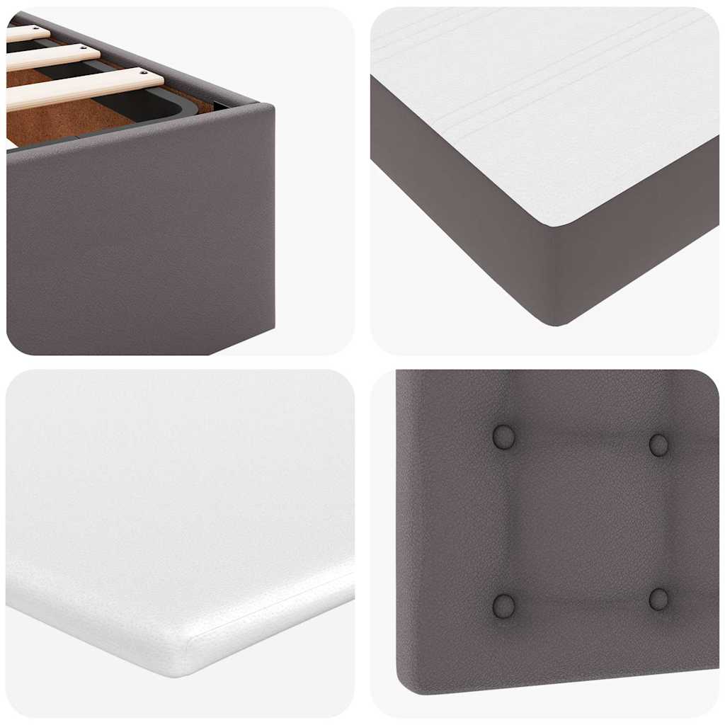 Letto Pouf con Materasso Grigio 90x200 cm Similpelle