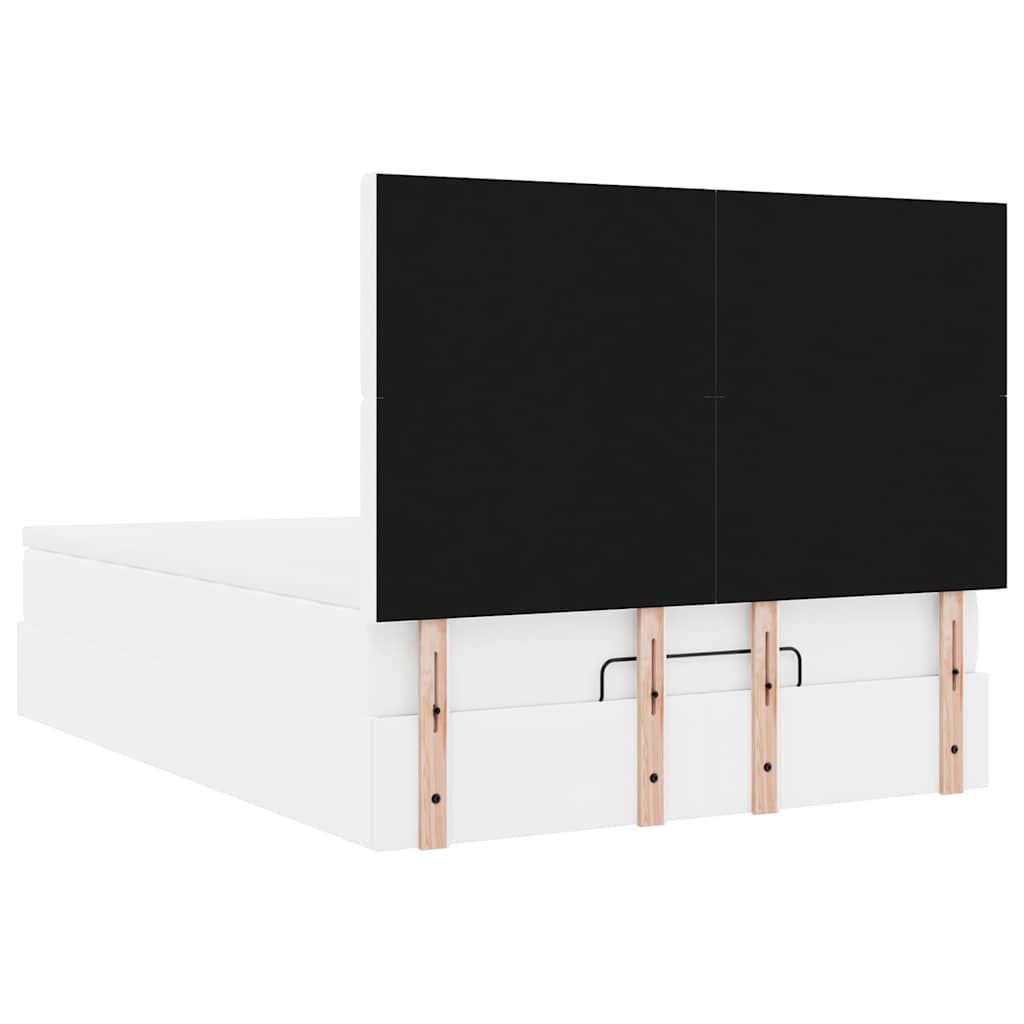 Struttura Letto Pouf con Materasso Bianco 140x190 cm Similpelle