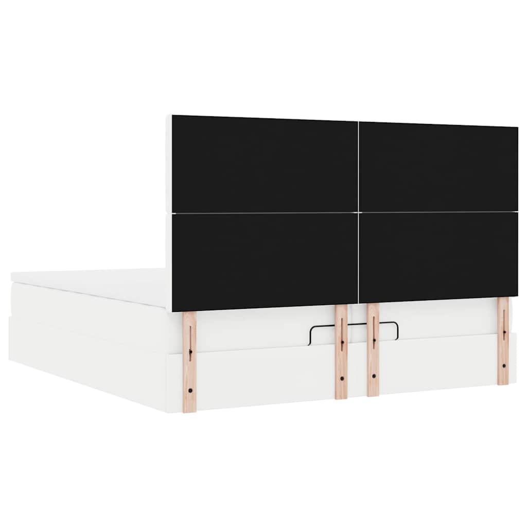 Struttura Letto Pouf con Materassi Bianco 200x200 cm Similpelle