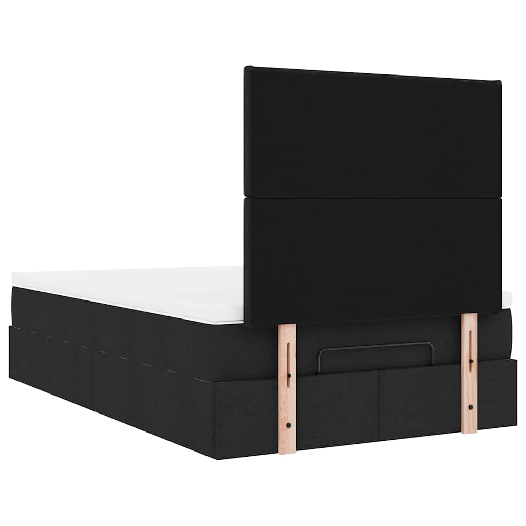 Struttura Letto Pouf con Materasso Nero 120x190 cm in Tessuto | homemem39