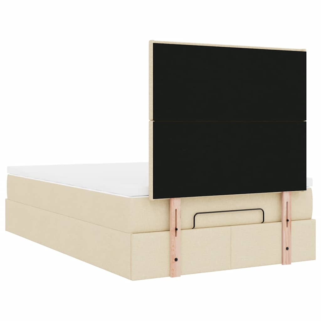 Struttura Letto Pouf con Materasso Crema 120x190 cm in Tessuto | homemem39
