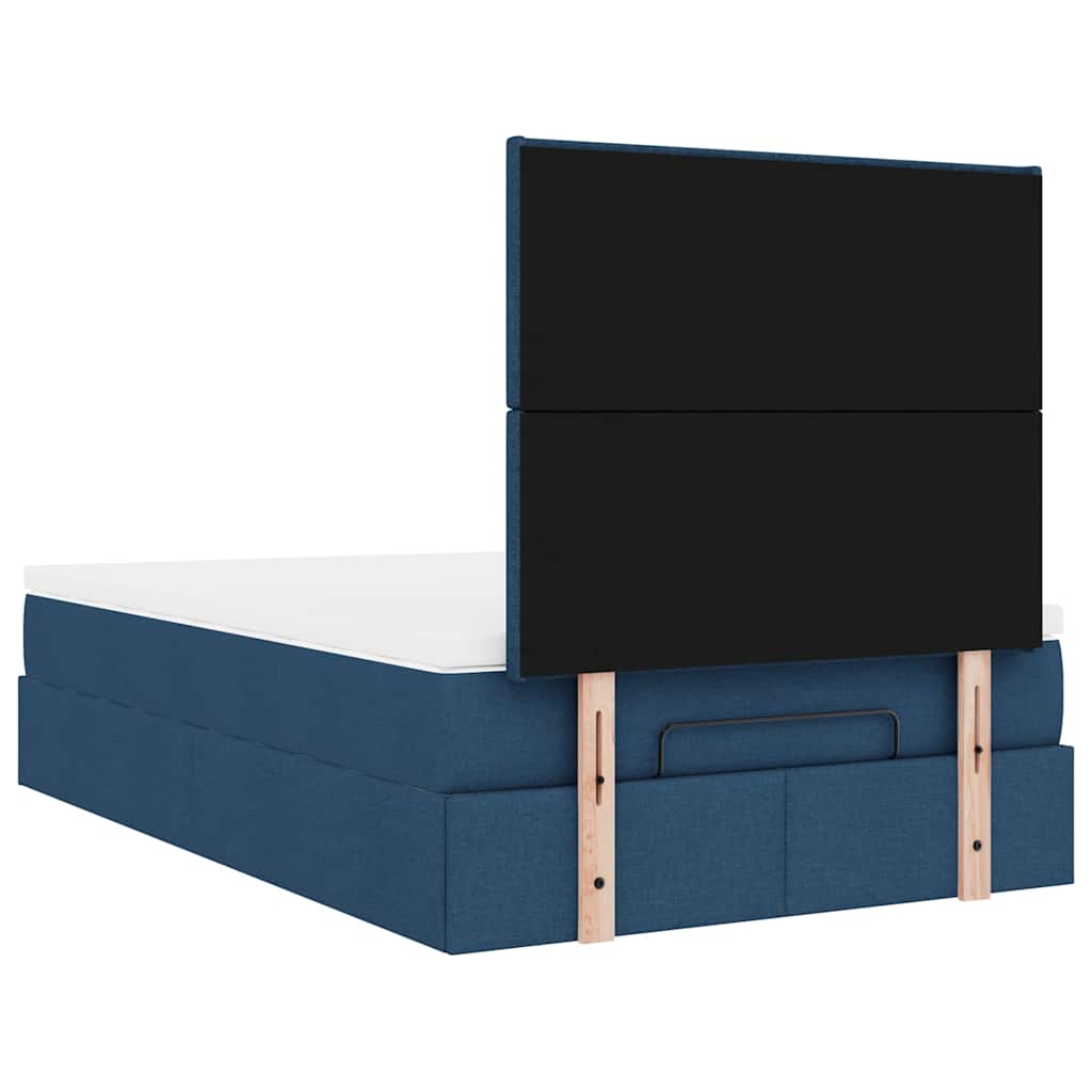 Struttura Letto Pouf con Materasso Blu 120x190 cm in Tessuto | homemem39