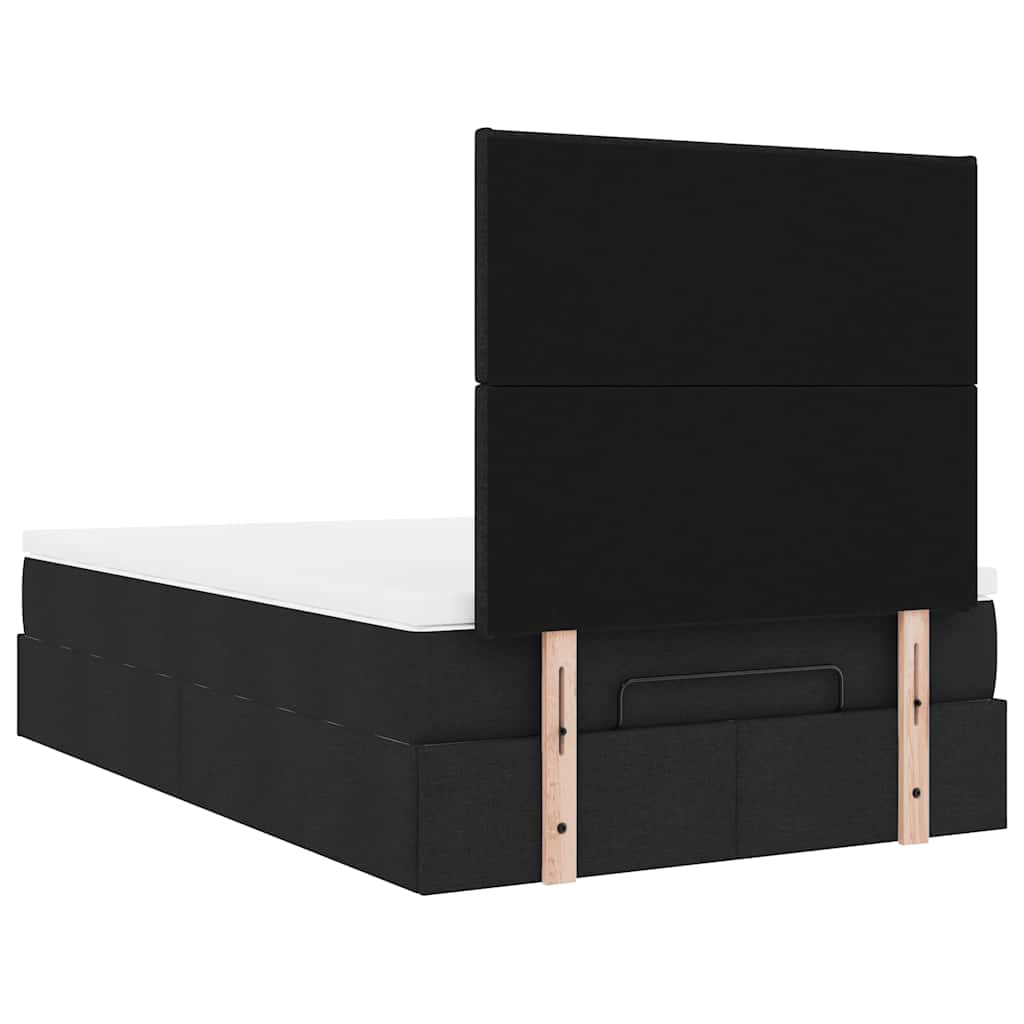 Struttura Letto Pouf con Materasso Nero 120x200 cm in Tessuto | homemem39