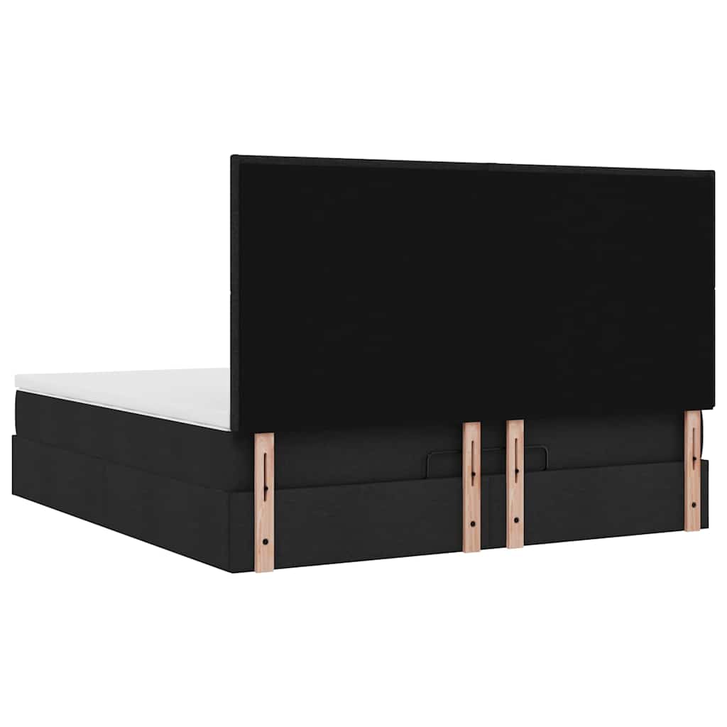 Struttura Letto Pouf con Materasso Nero 180x200 cm in Tessuto | homemem39
