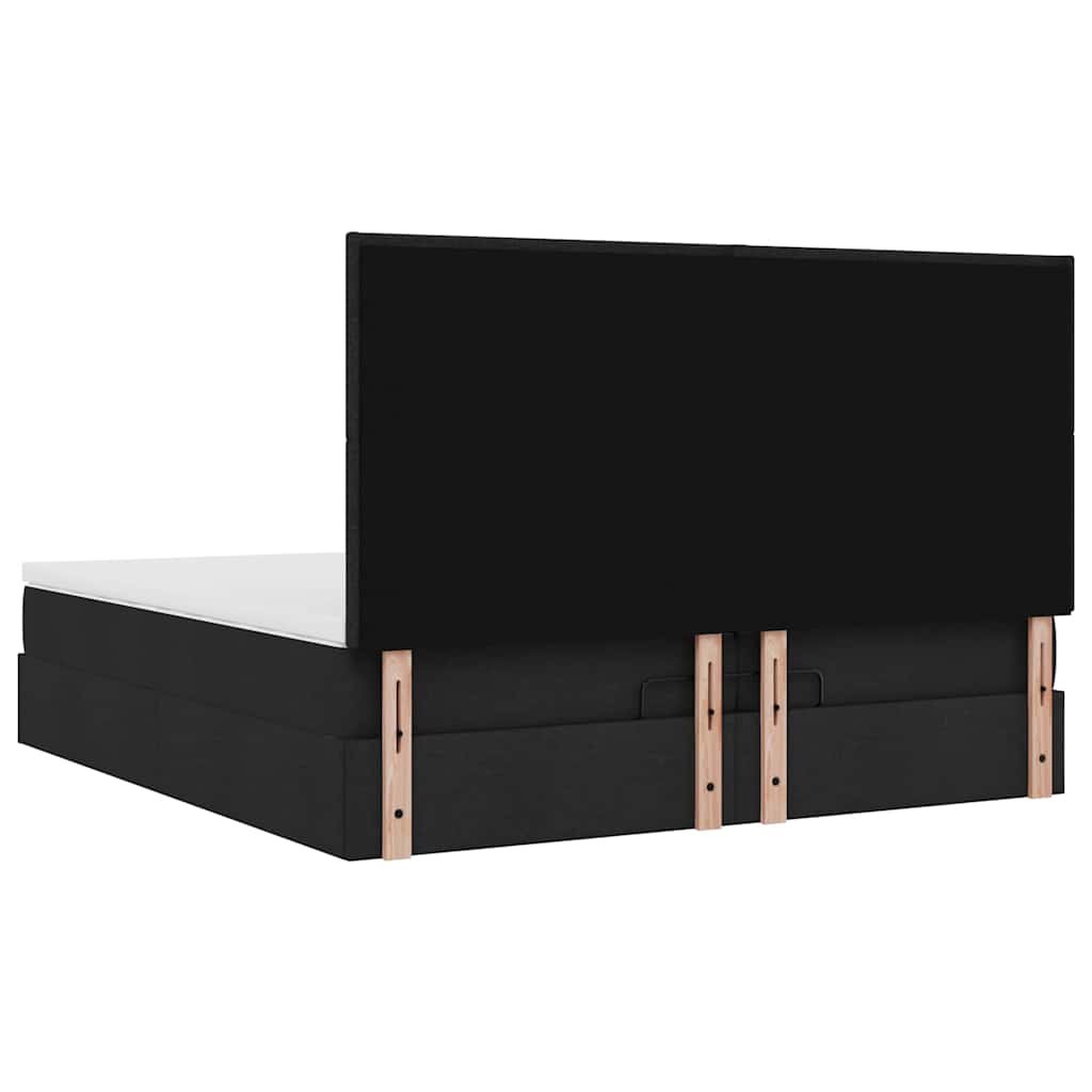 Struttura Letto Pouf con Materassi Nero 200x200 cm in Tessuto | homemem39