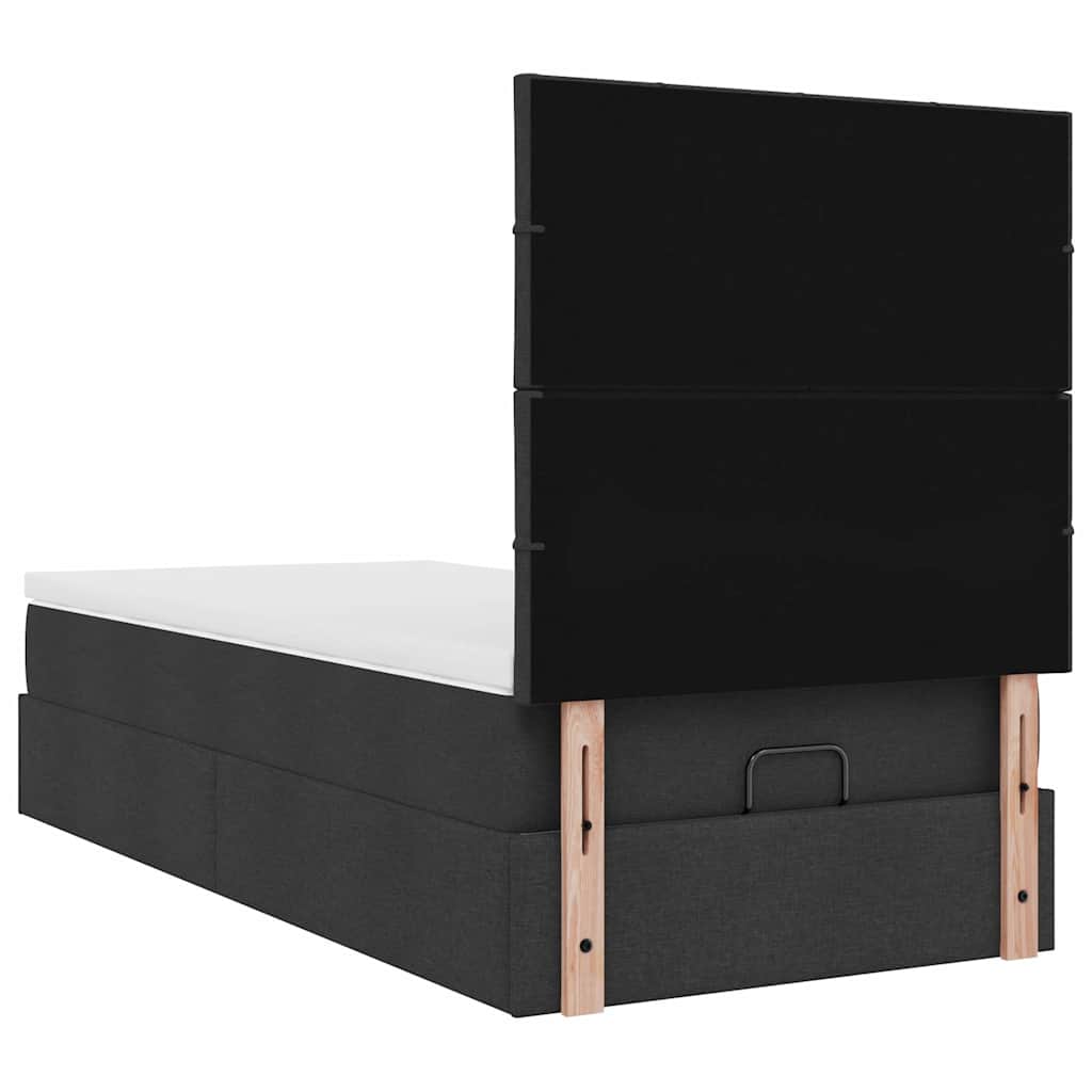Pouf Letto con Materasso Nero 100x200 cm in Tessuto | homemem39