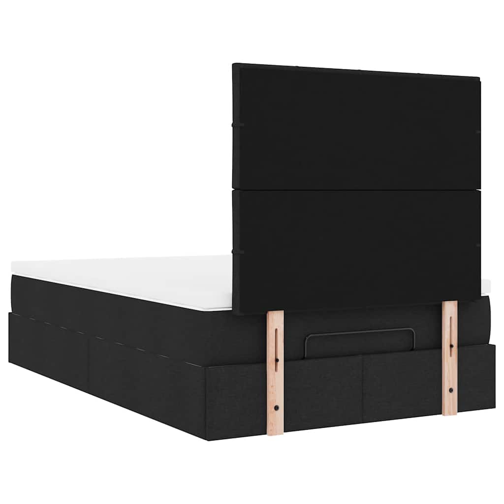 Struttura Letto Pouf con Materasso Nero 120x190 cm in Tessuto | homemem39