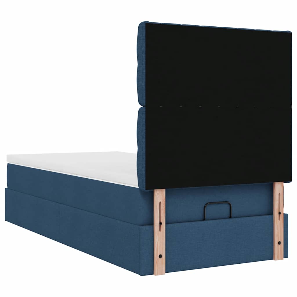 Struttura Letto Pouf con Materasso Blu 90x190 cm in Tessuto | homemem39