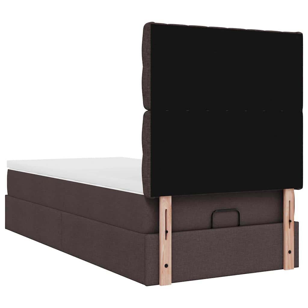 Pouf Letto con Materasso Marrone Scuro 100x200 cm in Tessuto | homemem39