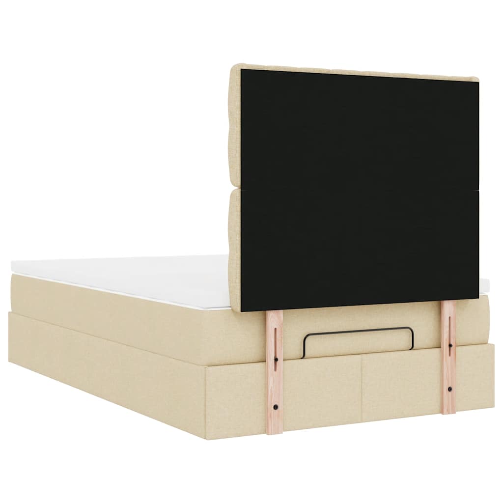 Struttura Letto Pouf con Materasso Crema 120x190 cm in Tessuto | homemem39